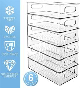 img 3 attached to HERKKA 6 PACK Refrigerator Organizer Bins - Stackable Fridge Organizers for Freezer, Kitchen, Countertops, Cabinets - Clear Plastic Pantry Food Storage with Cutout Handles