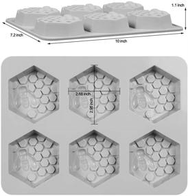 img 3 attached to 🐝 SJ 6 ячеек 3D пчелиные силиконовые формы для мыла - гексагональные силиконовые формы для декорирования пчелиного торта на свадьбу, серые.