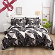 🛌 fadfay black and white bedding soft duvet cover set - premium 100% cotton triangle pattern - 3-piece: 1 zipper duvet cover (no comforter) & 2 pillowcases - california king/king size logo