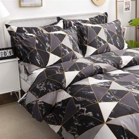 img 3 attached to 🛌 FADFAY Black and White Bedding Soft Duvet Cover Set - Premium 100% Cotton Triangle Pattern - 3-Piece: 1 Zipper Duvet Cover (NO Comforter) & 2 Pillowcases - California King/King Size