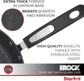 img 2 attached to 🍳 Starfrit The Rock 10pc Set with Lids & Bakelite Handle- 034707-001-0000: Non-Stick Cookware Bundle with Unbeatable Performance