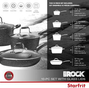 img 4 attached to 🍳 Starfrit The Rock 10pc Set with Lids & Bakelite Handle- 034707-001-0000: Non-Stick Cookware Bundle with Unbeatable Performance