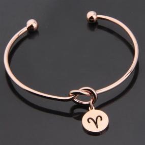 img 2 attached to 🔗 Zuo Bao Love Knot Cuff Bangle with Zodiac Signs Charm - Rose Gold Tie The Knot Bracelet