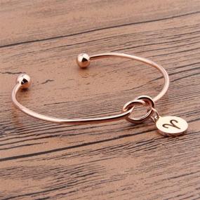 img 1 attached to 🔗 Zuo Bao Love Knot Cuff Bangle with Zodiac Signs Charm - Rose Gold Tie The Knot Bracelet