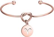 🔗 zuo bao love knot cuff bangle with zodiac signs charm - rose gold tie the knot bracelet logo