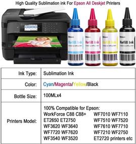 img 3 attached to 🖨️ Xcinkjet Sublimation Ink Refill Set for Epson C88 C88+ WF7720 ET2720 WF7710 ET2650 ET2750 WF2750 WF3620 Printer - 4-Pack (1 Black, 1 Cyan, 1 Magenta, 1 Yellow)