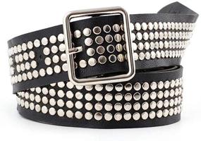 img 4 attached to 🖤 Black Leather Rock Gothic Punk Studded Belt - Stylish Stud Belts