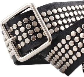 img 1 attached to 🖤 Black Leather Rock Gothic Punk Studded Belt - Stylish Stud Belts