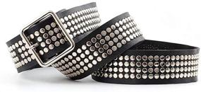 img 3 attached to 🖤 Black Leather Rock Gothic Punk Studded Belt - Stylish Stud Belts