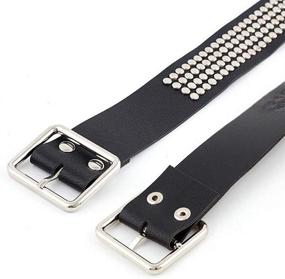 img 2 attached to 🖤 Black Leather Rock Gothic Punk Studded Belt - Stylish Stud Belts