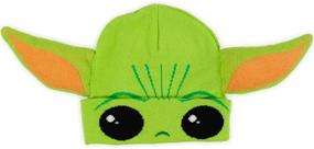 img 4 attached to 🧢 Disney Star Wars: The Mandalorian's Cute Baby Yoda Grogu Roll Down Beanie Hat - with Ears!