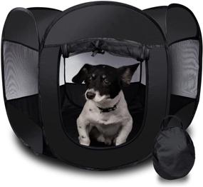 img 4 attached to Medium Size Foldable Pet Playpen Tent by Zone Tech – Premium Quality Portable Indoor Outdoor Mesh Open Air Exercise Pop-Up Playpen Tent for Dogs and Cats