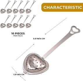 img 3 attached to Премиум-набор из 10 чайных ложек-заварников в форме сердца с длинными ручками - стальные ситечки для идеального заваривания чая.