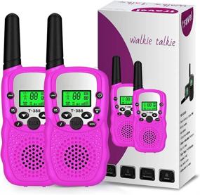 img 4 attached to Walkie Talkies For Kids 22 Channels 2 Way Radio Toy With Backlit LCD Flashlight Set Outdoor Adventures Hiking Camping Gear Games For Girls And Boys (Pink)