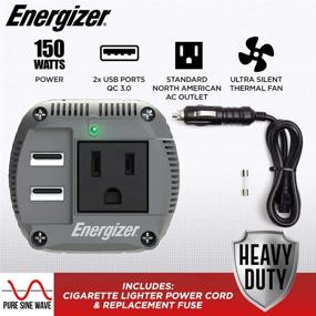 img 2 attached to 💡 Energizer 150 Watts Pure Sine Wave Power Inverter: Dual Mode Car Inverter with USB Ports and AC Outlet - ETL Certified