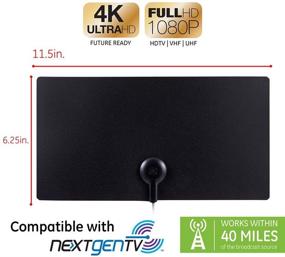 img 2 attached to 📺 GE Ultra Edge Indoor TV Antenna, Sleek Reversible Black White Design, 4K 1080P VHF UHF, Long Range Digital Antenna, HDTV Antenna, Smart TV Compatible, 6Ft Coaxial Cable, 11264
