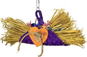 img 1 attached to 🦜 High-Quality USA Handmade Bonka Bird Toys 950 Foraging Taco: Vibrant Natural Raffia and Palm Leaf Parrot Toy
