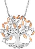 🌳 exquisite thehorae family tree of life pendant necklace: white gold plated jewelry with stunning leaves – perfect birthday gift for women logo