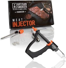 img 4 attached to Enhance Flavors Effortlessly: Artisan Smoker Meat Injector Kit for BBQ - with Marinade Gun, 🔥 Stainless Steel Needles, Siphon & Extra O-Rings - Perfect for Turkey, Pork, Brisket, Grilling & Smoking