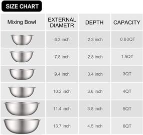 img 2 attached to 🥣 AIKKIL Stainless Steel Mixing Bowls Set - 6pcs Metal Bowls for Space Saving Storage, Easy Cleaning, Serving, Cooking, Baking, Prepping