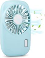 accering portable fan: mini pocket fan with 2 speed adjustable, handheld imitation camera design - usb rechargeable or battery powered - ideal for women, men, girls, and boys (blue) логотип