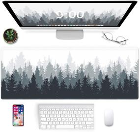 img 4 attached to 🔲 Galdas Gaming Mouse Pad: XXL XL Large Forest Background Pattern Extended Desk Mat - Non-Slip, Stitched Edges, Thin Pad (31.5x11.8x0.12 Inch)-Tree Design