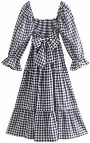 img 3 attached to R Vivimos Womens Sleeves Off Shoulder Plaid Black Women's Clothing in Dresses