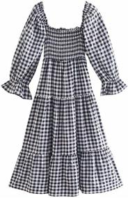 img 4 attached to R Vivimos Womens Sleeves Off Shoulder Plaid Black Women's Clothing in Dresses