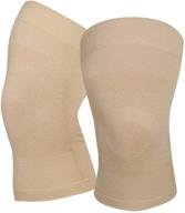 🏋️ strong support knee compression sleeves (1 pair) for meniscus tear, arthritis, pain relief – unisex knee brace for injury recovery and daily wear, beige l логотип