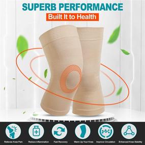 img 2 attached to 🏋️ Strong Support Knee Compression Sleeves (1 Pair) for Meniscus Tear, Arthritis, Pain Relief – Unisex Knee Brace for Injury Recovery and Daily Wear, Beige L