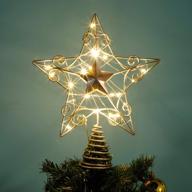 🎄 blissun 11.8" silver christmas tree topper with 25 led lights - indoor star treetop for festive christmas tree decorations logo