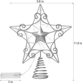 img 3 attached to 🎄 Blissun 11.8" Silver Christmas Tree Topper with 25 LED Lights - Indoor Star Treetop for Festive Christmas Tree Decorations