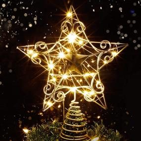 img 2 attached to 🎄 Blissun 11.8" Silver Christmas Tree Topper with 25 LED Lights - Indoor Star Treetop for Festive Christmas Tree Decorations