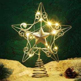 img 1 attached to 🎄 Blissun 11.8" Silver Christmas Tree Topper with 25 LED Lights - Indoor Star Treetop for Festive Christmas Tree Decorations