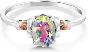 img 3 attached to 💍 Exquisite Gem Stone King Oval Mercury Mist Mystic Topaz Ring (0.80 Cttw) - 925 Sterling Silver & 10K Rose Gold Women Engagement Ring - Available sizes 5,6,7,8,9