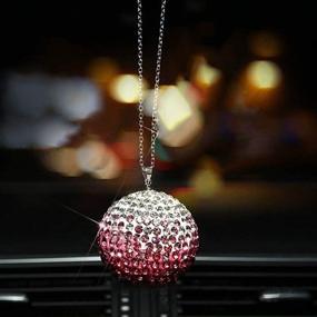 img 2 attached to 🚗 Bling Car Accessories for Women and Men, Car Decoration with Red Crystal Ball Rear View Mirror Charm, Lucky Crystal Sun Catcher Ornament for Car and Home Decor