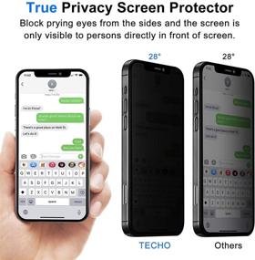 img 3 attached to 🔒 Защитная пленка TECHO Privacy Screen Protector для iPhone 12 Pro Max - антишпионское закаленное стекло с полным покрытием (2 шт.)