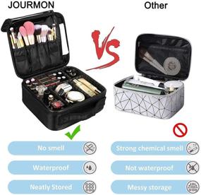 img 3 attached to 👜 JOURMON Small Travel Makeup Bag with Adjustable Dividers - Professional Cosmetic Case for Makeup Brushes, Toiletries, Jewelry, and Digital Accessories - Portable Artist Storage Organizer (10.2 Inches)