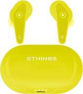 ethings heavy duty premium sound earbud headphones with wireless charging case (neon yellow) logo