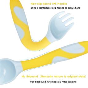img 2 attached to 🥄 Qshare Baby Utensils Spoons: Travel-Friendly, Bendable & Easy Grip Training Spoons for Toddlers for Self-Feeding Learning (SuctionYellow)