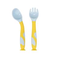 🥄 qshare baby utensils spoons: travel-friendly, bendable & easy grip training spoons for toddlers for self-feeding learning (suctionyellow) логотип