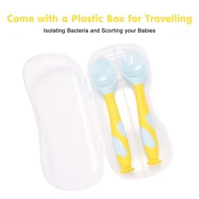 img 3 attached to 🥄 Qshare Baby Utensils Spoons: Travel-Friendly, Bendable & Easy Grip Training Spoons for Toddlers for Self-Feeding Learning (SuctionYellow)