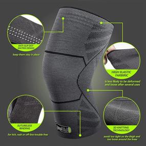 img 2 attached to 🏋️ GOGOKIWI 2 Pack Compression Knee Braces Nylon - Non-Slip Knee Pads – Relief from Joint Pain and Stiffness – Gradient Compression Knee Sleeves for Running, Workouts, Sports - Knee Support Pad