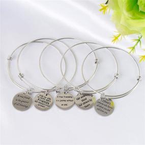 img 1 attached to 🎁 Pack of 5 Stainless Steel Best Friend Charm Bangle Bracelets - Friendship Gifts for Women, Female Friends, Girls - Birthday, Graduation, Inspirational