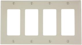 img 1 attached to Leviton 80412-NT 4-Gang Decora/GFCI Device Wallplate - Standard Size - Light Almond - Thermoplastic Nylon