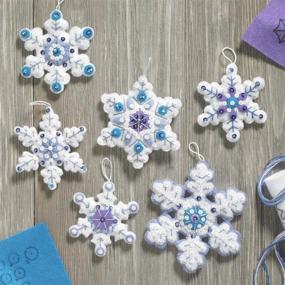 img 3 attached to Bucilla Sparkle Snowflake Ornament Kit, 6-Piece Set