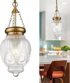 img 2 attached to 🌟 OIYIO Modern Brass Gold Glass Pendant Light: Vintage Kitchen Island Lighting Fixture with a Big Globe, Perfect for Over Sink