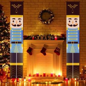 img 1 attached to 🎅 Outdoor Christmas Nutcracker Banners – 6ft Life Size Holiday Decor for Home Wall, Fireplace, Porch, Garage Door (Blue)