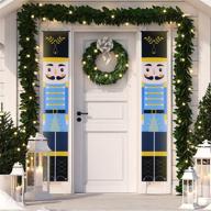 🎅 outdoor christmas nutcracker banners – 6ft life size holiday decor for home wall, fireplace, porch, garage door (blue) логотип