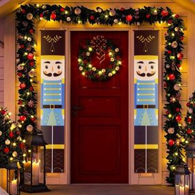 img 3 attached to 🎅 Outdoor Christmas Nutcracker Banners – 6ft Life Size Holiday Decor for Home Wall, Fireplace, Porch, Garage Door (Blue)